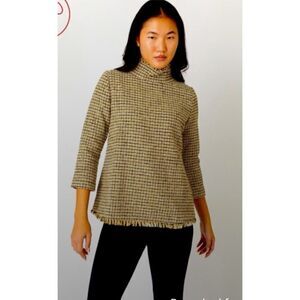 ANN  MASHBURN Ana Fringe Wool/ Cashmere Tweeted Classic Jacket Size S / Exellent